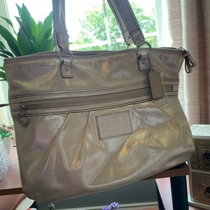 Coach shimmery champagne tote bag
